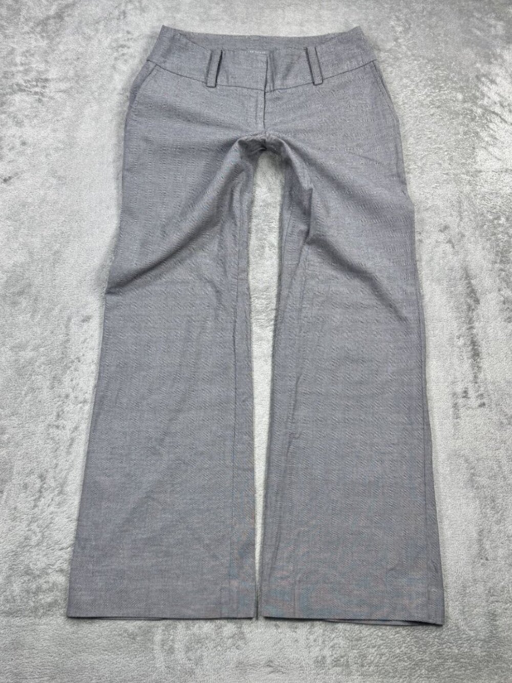 Y2K Office Siren Ann Taylor Gray Low Rise Flare Wide Leg Trousers Size 2P Curvy